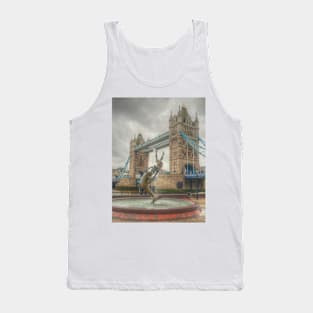 Tower Bridge with dancing dolphin Tank Top